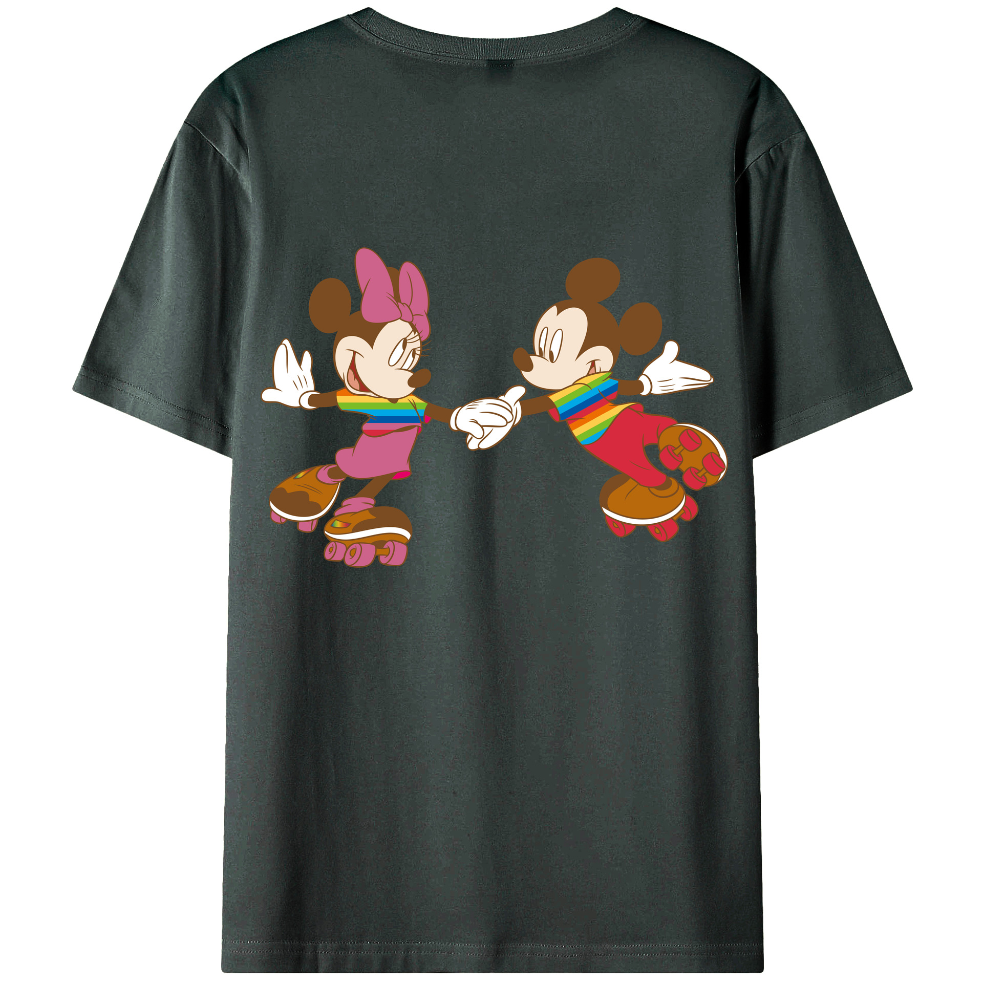 ミッキーマウス Mickey Mouse 綿100％ メンズ半袖Tシャツ（バックプリント） 通気性